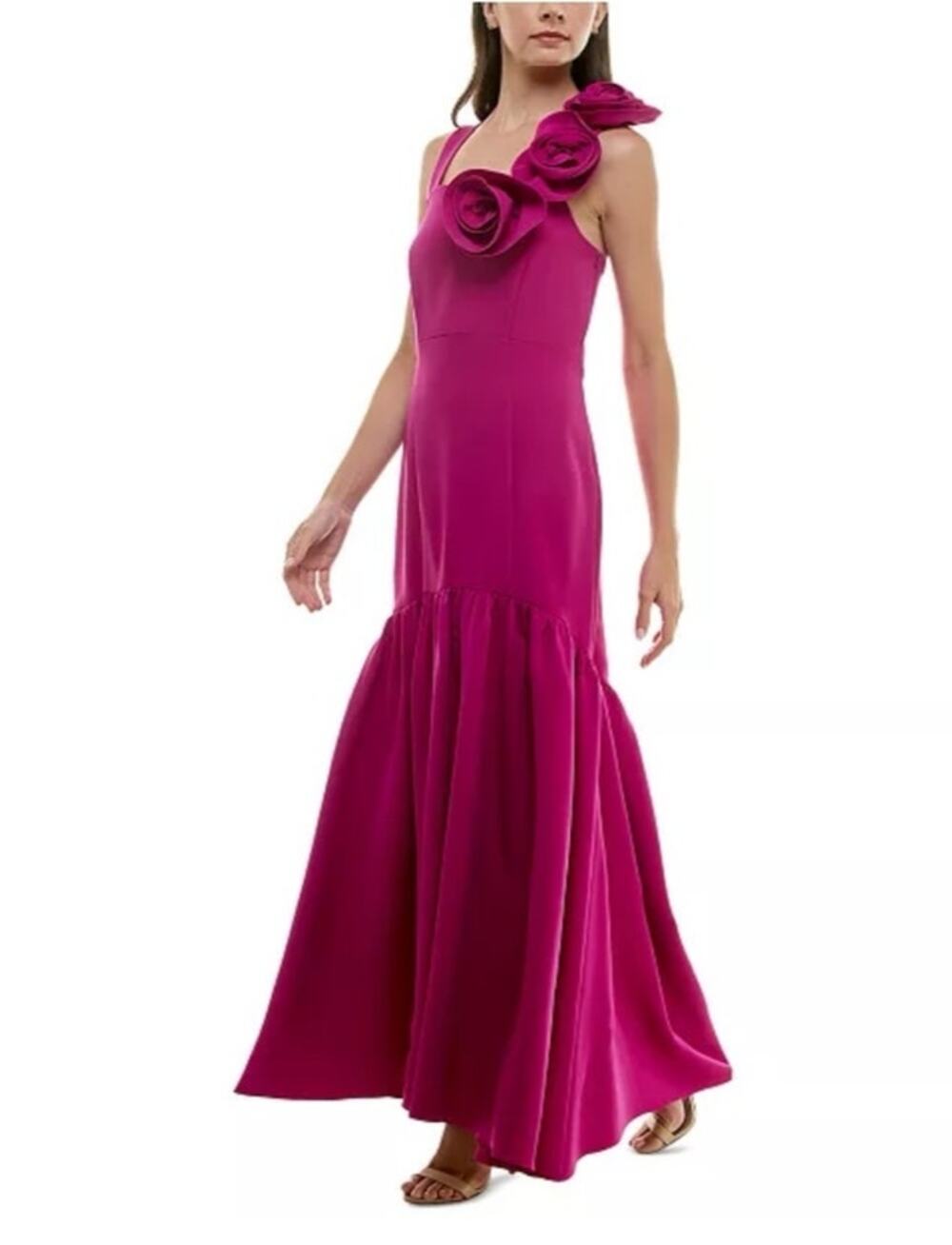 Taylor Rosette Trim Fuchsia Gown Wedding Guest‎ Formal Prom Dress Size 8